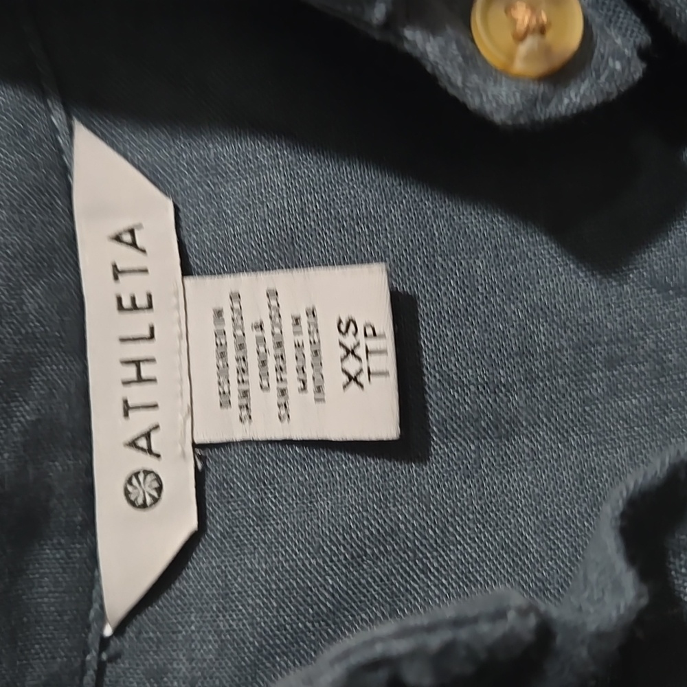 ATHLETA RETREAT LINEN TOP LONG SLEEVE BUTTON DOWN EDEN BLUE XXS VACATION RESORT - Picture 6 of 10